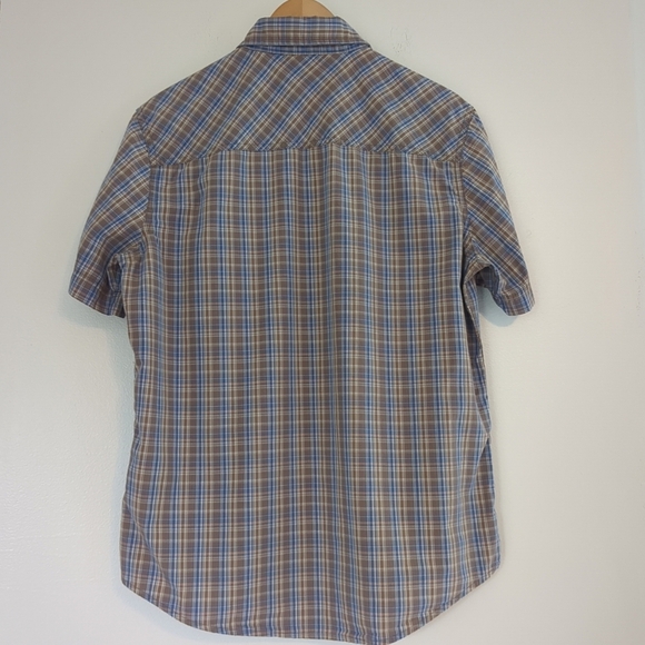 Levi's Shirt Mens Medium Pearl Snap Blue Plaid Short Sleeve Western Cowboy - Picture 4 of 10